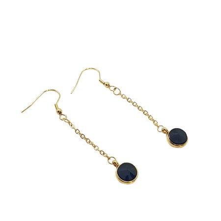 earrings steel with black stone